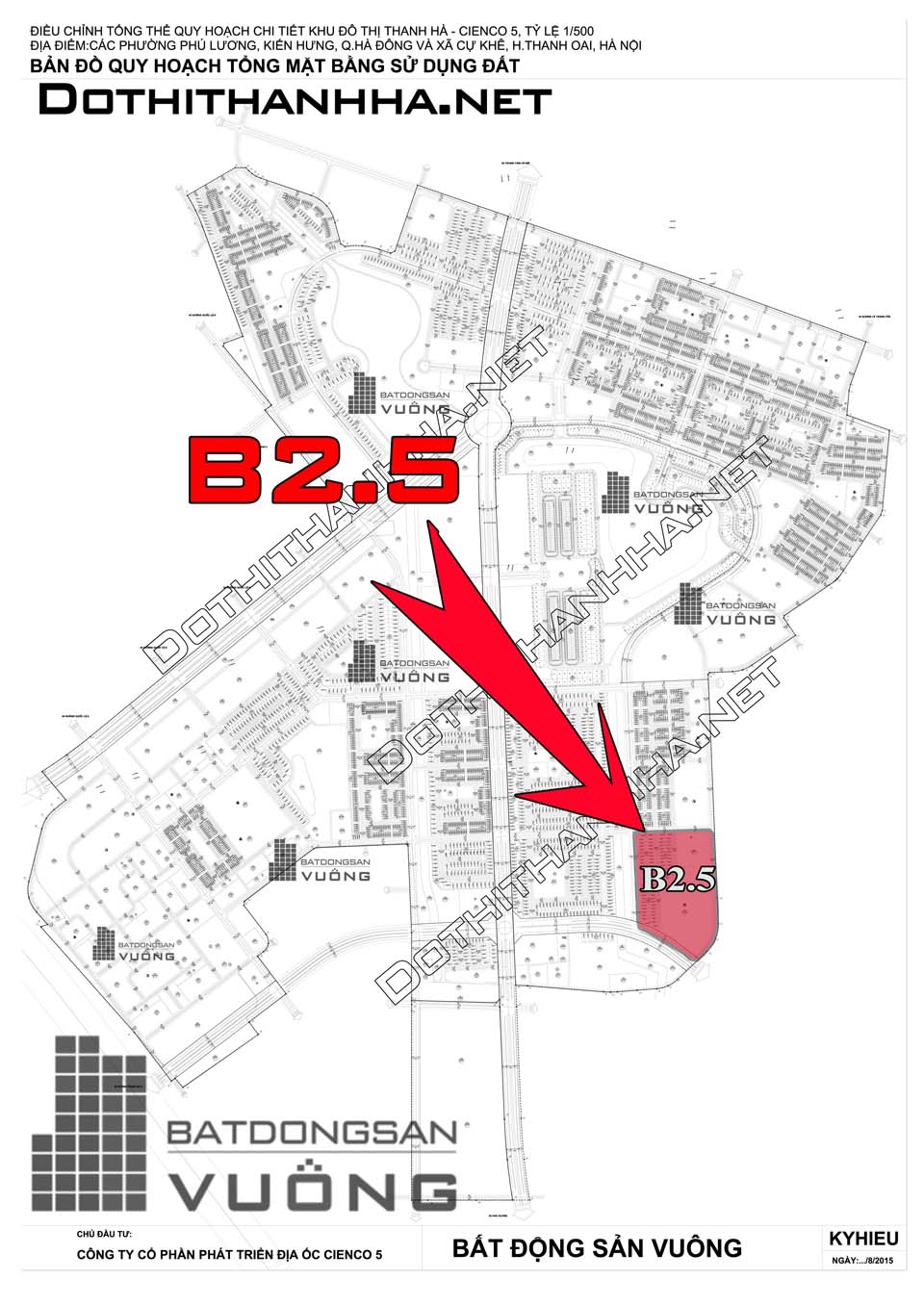 vị trí khu B2.5 đô thị Thanh Hà